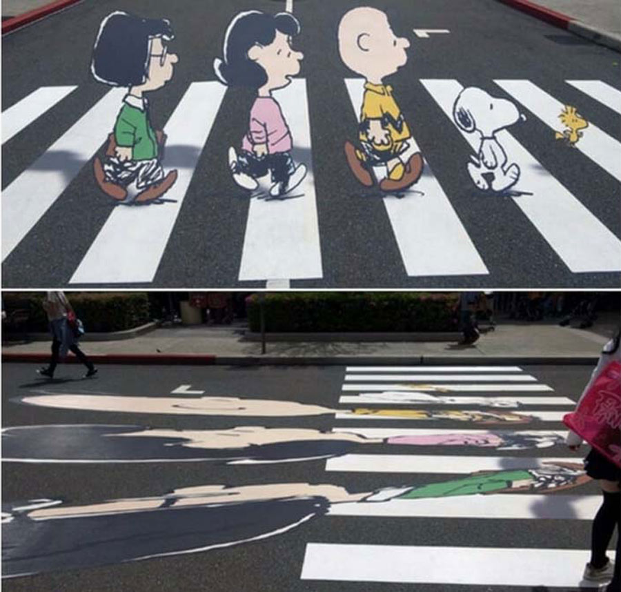 Peanuts Crossing the Road